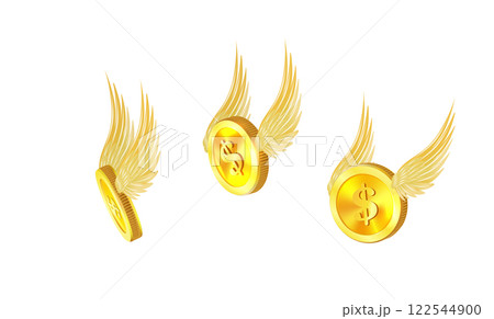 Flying set with white wings isolated on a white. 3D Vector Flying set with white wings isolated on a white. 3D Vector 122544900
