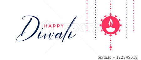 happy diwali flat decorative card design 122545018