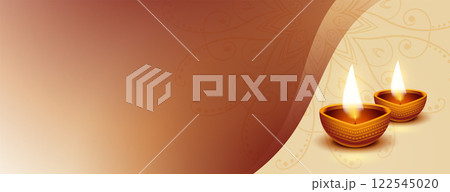 lovely realistic diwali diya banner with text space 122545020