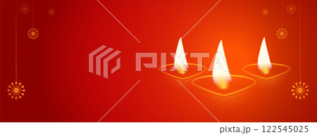 happy diwali red banner with diya design happy diwali red banner with diya design 122545025