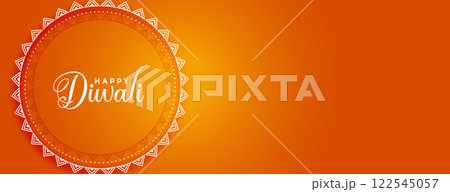 indian style happy diwali orange banner 122545057