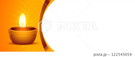 happy diwali festival diya banner design with text space 122545059