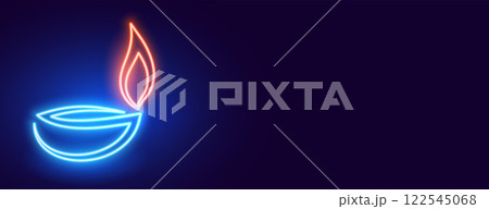 glowing neon diya diwali banner design glowing neon diya diwali banner design 122545068