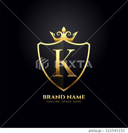 letter K luxury logo concept with golden crown 122545152