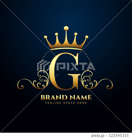 letter G premium floral and crown logo design 122545153