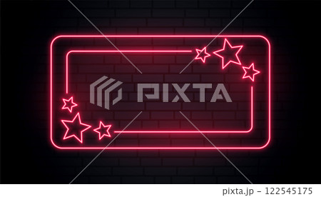 red neon stars frame with text space red neon stars frame with text space 122545175