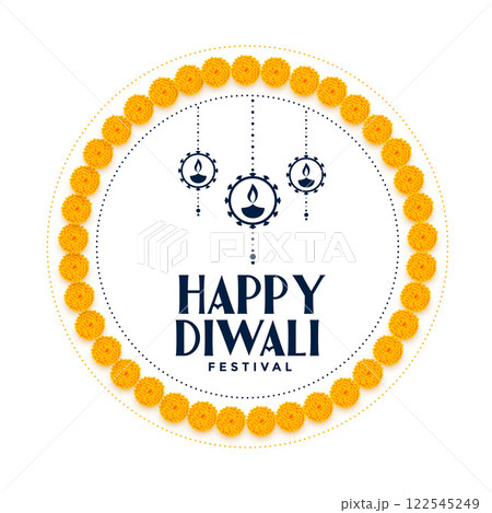 decorative flowers frame happy diwali festival background 122545249