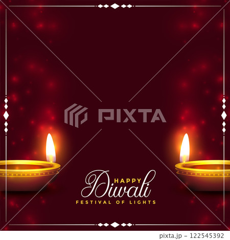happy diwali background with realistic diya design 122545392