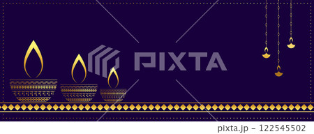 decorative golden purple web diwali banner design 122545502