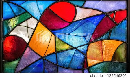 Stained Glass Close-Up Abstract Background 122546292