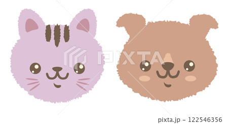 Vector set cut heads of cat and dog. Cute baby cat and dog. Pet. 122546356