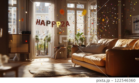 Cozy celebration with decorations and a warm atmosphere. Cozy celebration with decorations and a warm atmosphere. 122546360