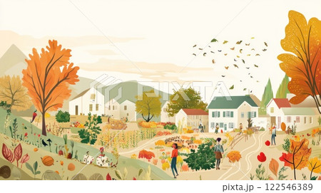 Autumn harvest festival in a charming village. Autumn harvest festival in a charming village. 122546389