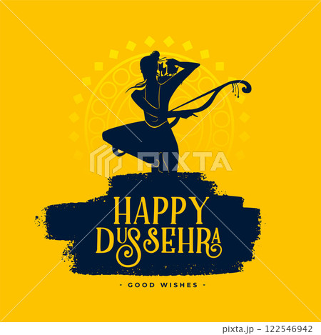 happy dussehra silhouette style card design 122546942