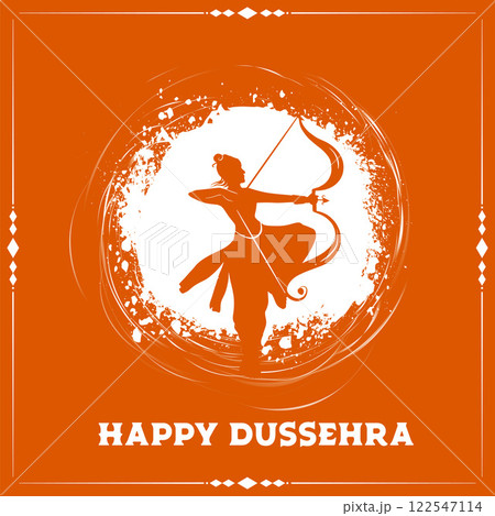happy dussehra festival card with lord rama silhouette happy dussehra festival card with lord rama silhouette 122547114