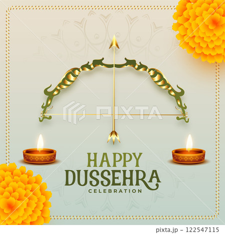 realistic happy dussehra traditional festival card design realistic happy dussehra traditional festival card design 122547115
