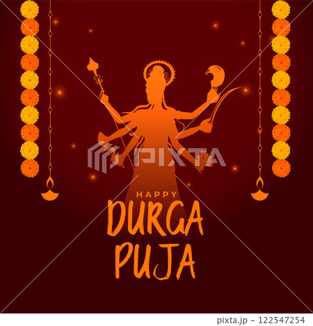 maa durga worship godess festival card design 122547254