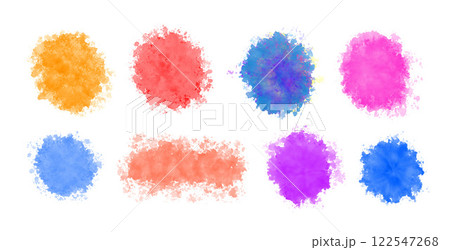 set of watercolor splash splatter in various colors 122547268