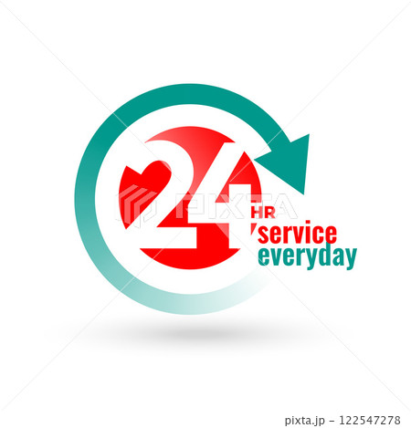 24 hours service everyday concept label design 122547278