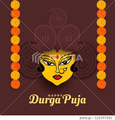 happy durga pooja flower decorative card design 122547302