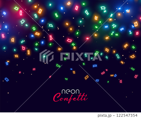 beautiful glowing neon falling confetti background 122547354