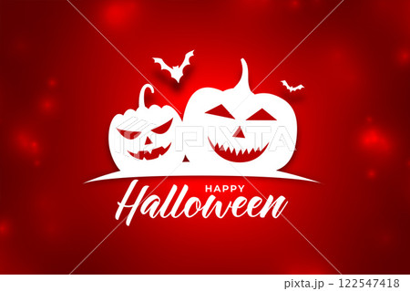 shiny red background with halloween pumpkins 122547418