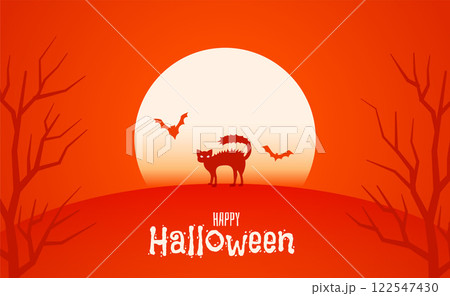 moon with spooky cat halloween background 122547430