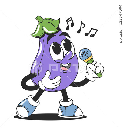 Purple eggplant vegetable groovy character Purple eggplant vegetable groovy character 122547904