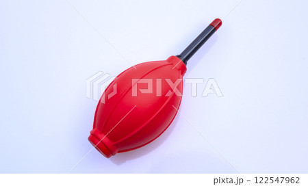 Close-Up of Red Rubber Air Blower, Dust Cleaner, Lens Cleaning Pump, Isolated on White Background 122547962