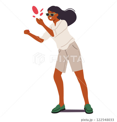 Young happy woman isolated cartoon character participating in Holi Indian art festival of colors Young happy woman isolated cartoon character participating in Holi Indian art festival of colors 122548033