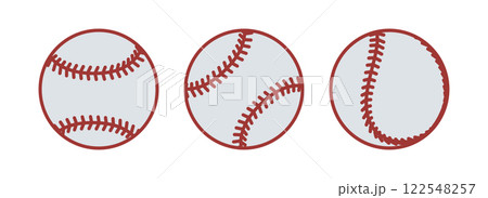 Set of Baseball ball. Outline sport ball baseball. Sport game equipment. Vector illustration 122548257