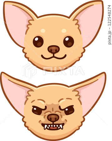 Cute cartoon happy and angry Chihuahua Cute cartoon happy and angry Chihuahua 122548274