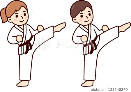 Cute cartoon kids martial arts illustration 122548279