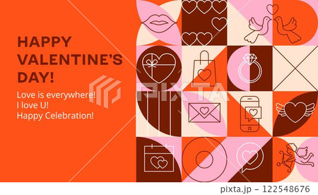 Valentines Day Geometrical Banner 122548676