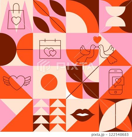 Geometrical Line Valentines Day Seamless Pattern Geometrical Line Valentines Day Seamless Pattern 122548683