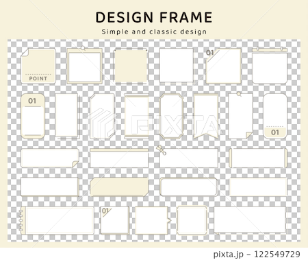 Simple frame border decoration line set variation vector illustration header heading line drawing 122549729
