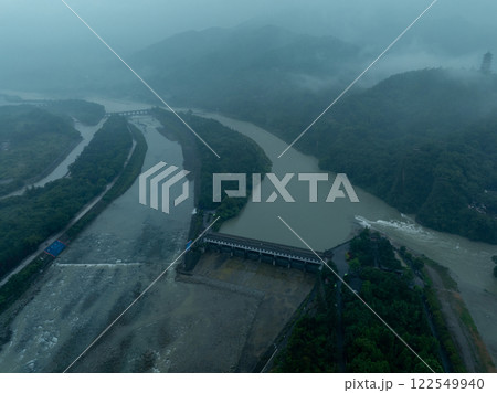 Aerial view of landscape in dujiangyan,Sichuan province,China Aerial view of landscape in dujiangyan,Sichuan province,China 122549940