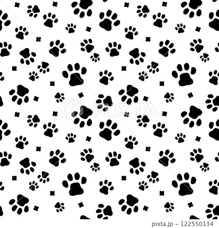 手書きの猫の足跡のシームレスパターンB　手描き 122550134