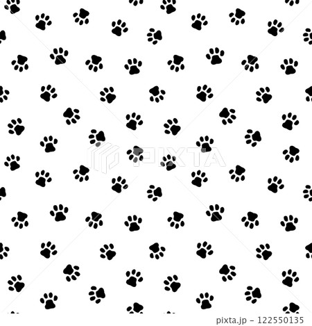 手書きの猫の足跡のシームレスパターンC　手描き 122550135