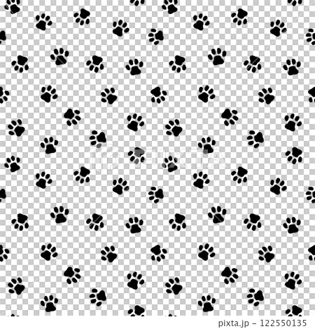 手書きの猫の足跡のシームレスパターンC　手描き 122550135