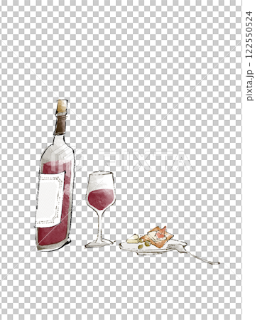 紅酒的水彩插圖 122550524