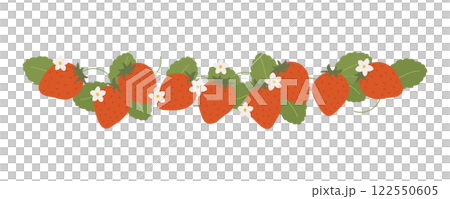 かわいいイチゴのラインのイラスト かわいいイチゴのラインのイラスト 122550605