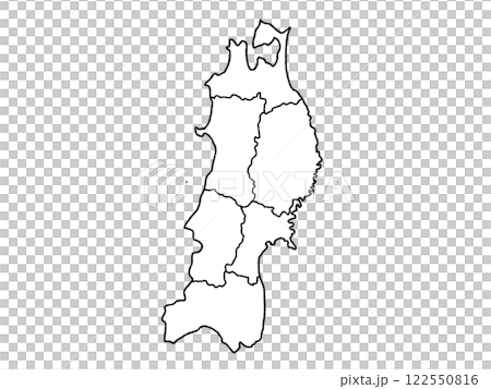 東北地區略顯鬆散的白色地圖，包括縣界 122550816