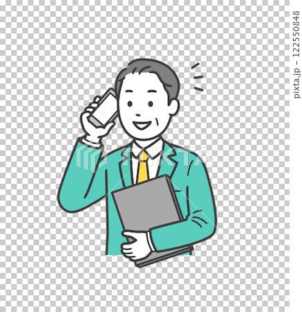 Upper body illustration of a middle-aged man working energetically 122550848