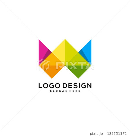 Letter W mosaic logo icon design template elements Letter W mosaic logo icon design template elements 122551572