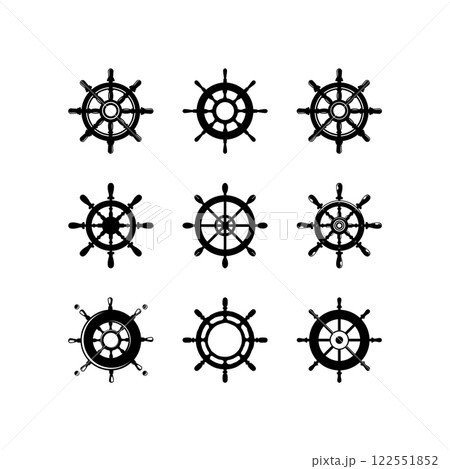 set of Ship's Wheel Logo Template Design set of Ship's Wheel Logo Template Design 122551852