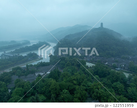 Aerial view of landscape in dujiangyan,Sichuan province,China 122551959