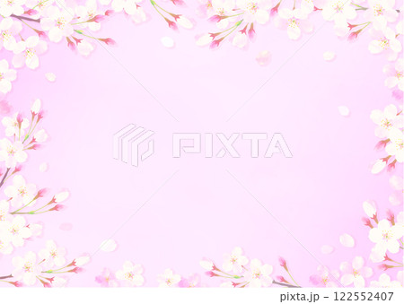 風に舞う桜の花びらの背景イラスト 風に舞う桜の花びらの背景イラスト 122552407