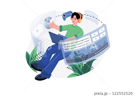 Video Game Designer Illustration concept. A flat illustration isolated on white background Video Game Designer Illustration concept. A flat illustration isolated on white background 122552520