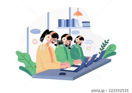 Group of Female Operators Working at Call Center 122552535